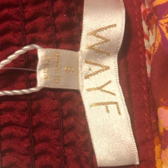 NWT WAYF Rust-Red Rose Elastic Shoulder Sleeves Neck.100% Cotton Inside Lined - Picture 6 of 7